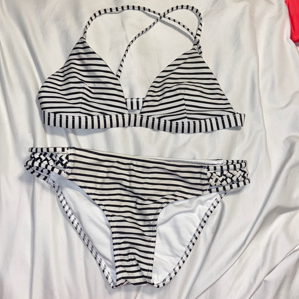 hollister striped matching bikini set